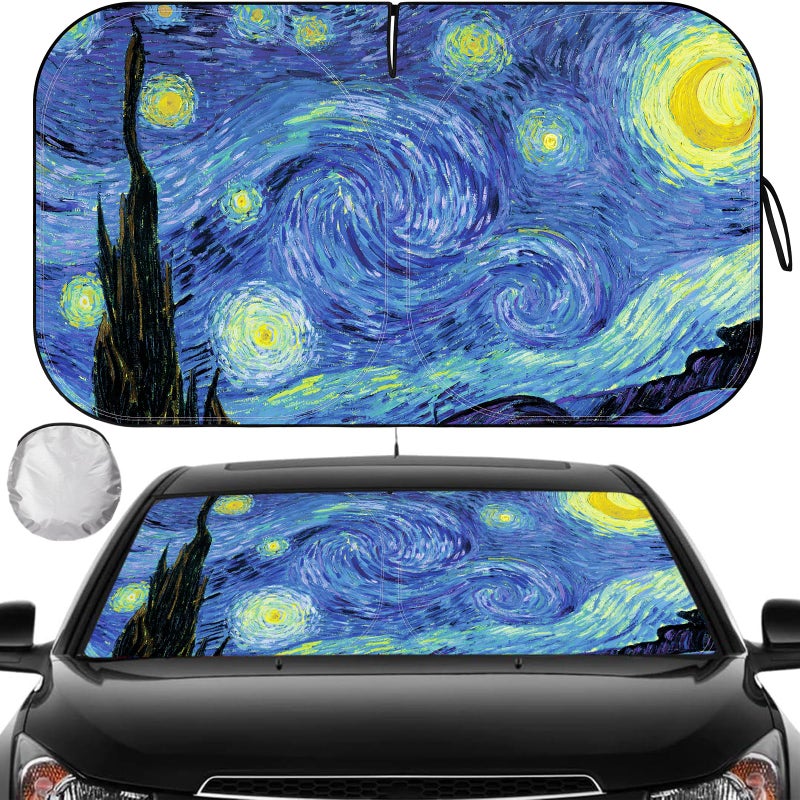 Tavaleu Windshield Sun Shade  Car Sun Shade Windshield Blocks UV Rays  Keep Car Interior Cool  Front Foldable Windshield Sunshade for Hatchback  Truck  SUV  MPV - Image 1